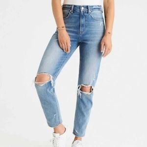 American Eagle Distressed High Rise Mom Jeans